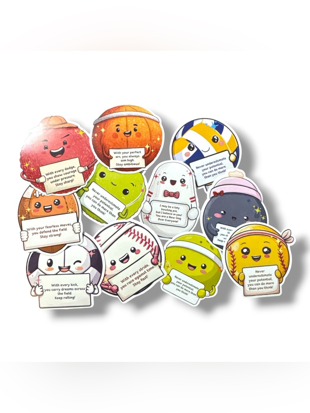 Pack of 11 Cute Sports Inspirational Sticker Pack